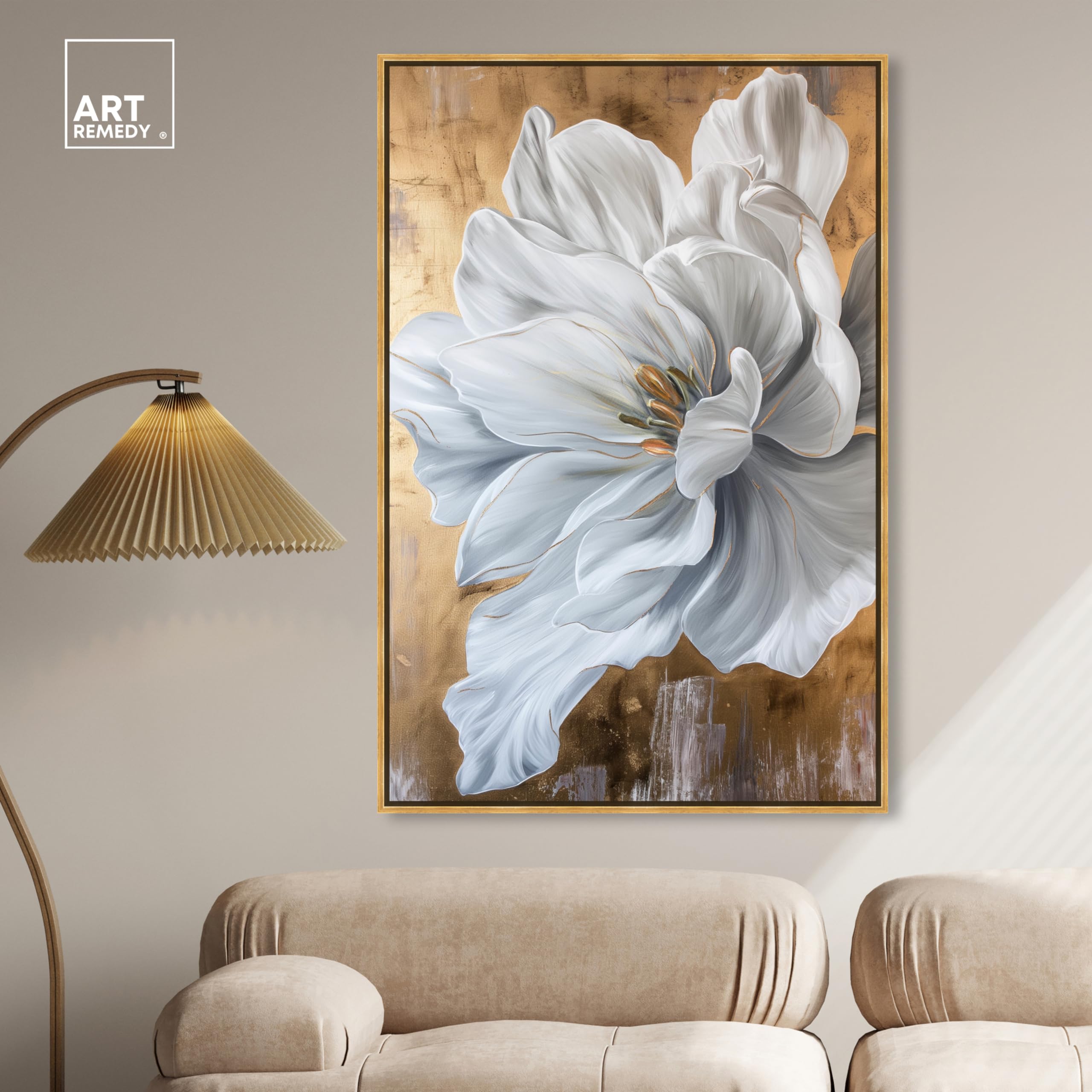 Amazon.com: Art Remedy Bloom White Petals Framed Floral Fine 1